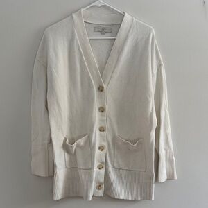 LOFT Women's Ivory Button-Up Cardigan